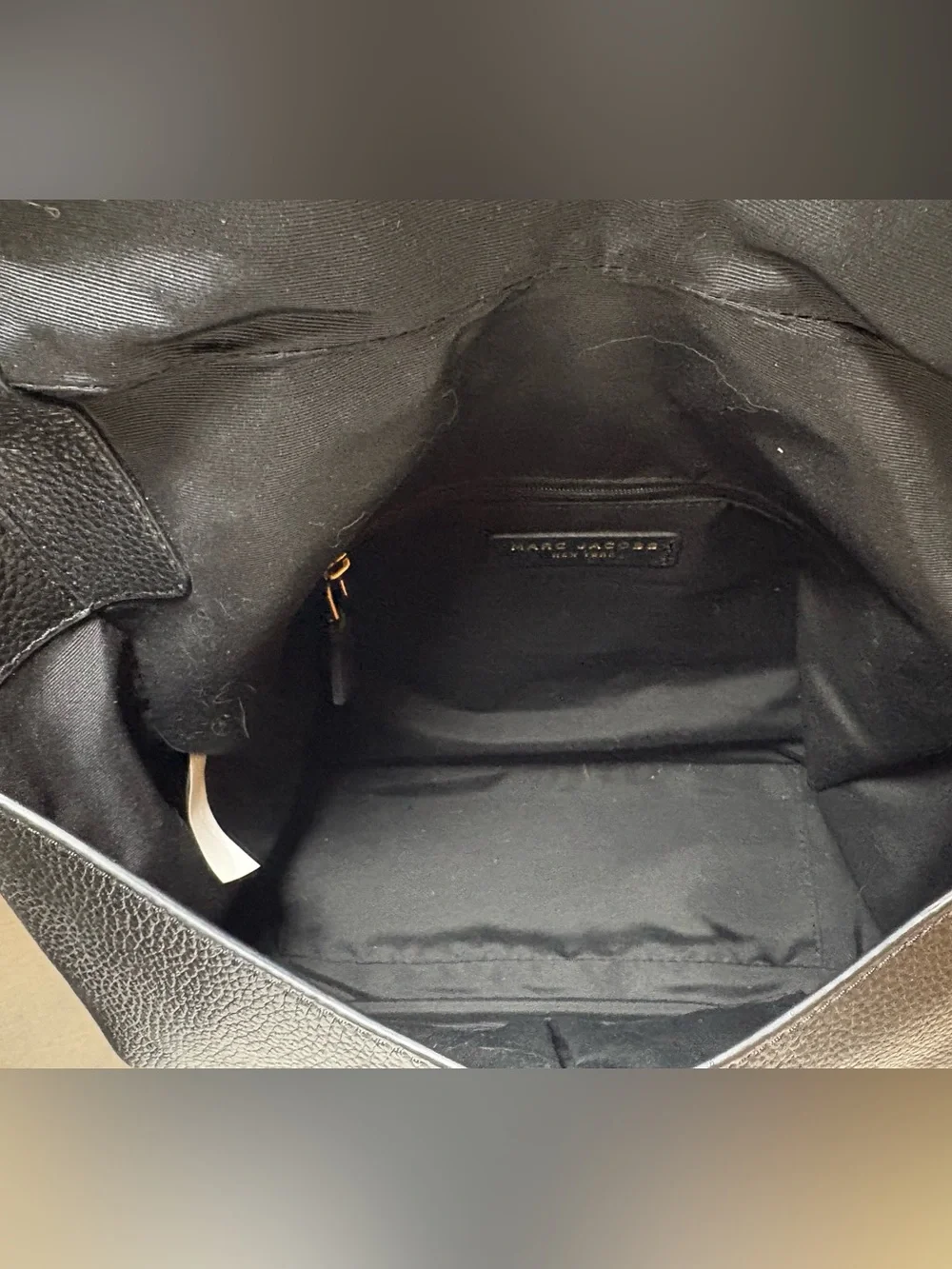 Marc Jacobs Black Pebbled Leather Hobo Shoulder Bag + Matching Wallet Gold Hardw